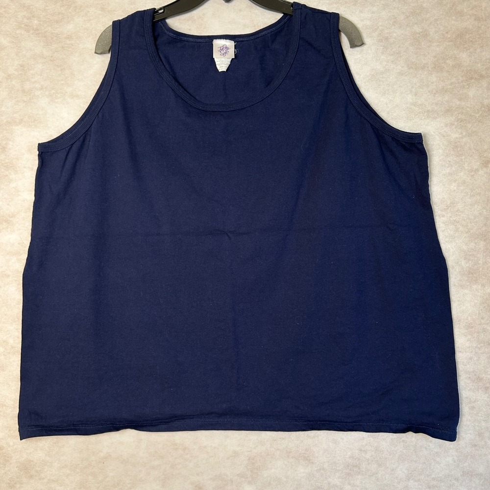 Just My Size Womens Navy Blue Cotton Sleeveless Scoop Neck Tank Top 22W 24W